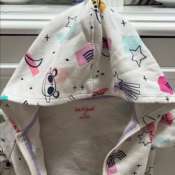 Cat & Jack White Hoodie with Colorful Graphics - Picture 6 of 7